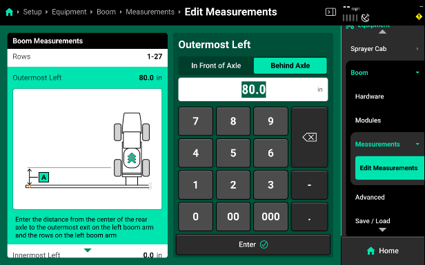 Boom Behind Axle Measurement