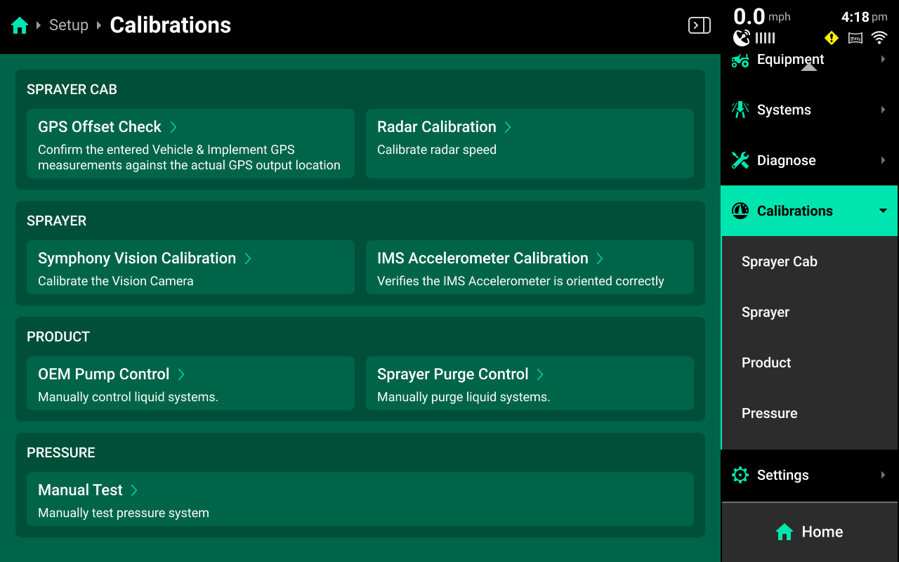 Calibrations Menu