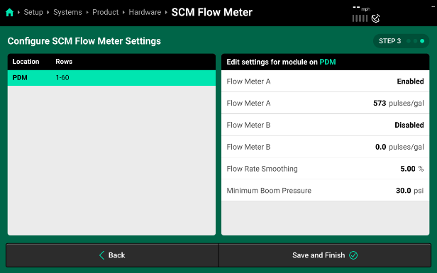 Flow Meter settings