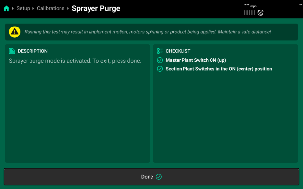 Sprayer Purge